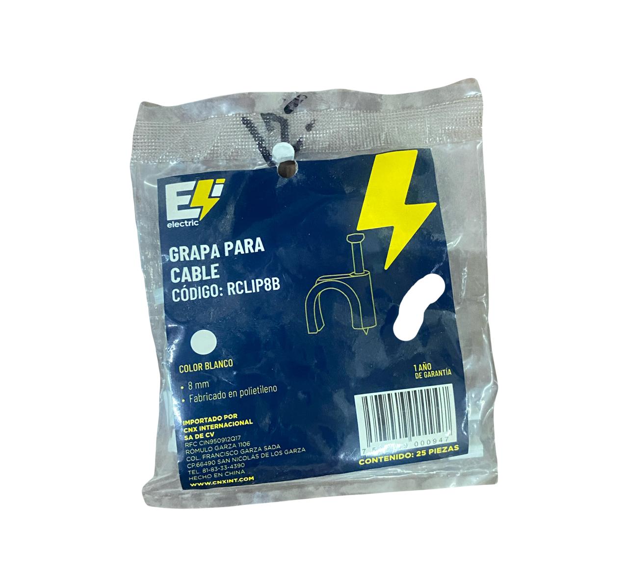 Grapa Para Cable 8mm 25pzas